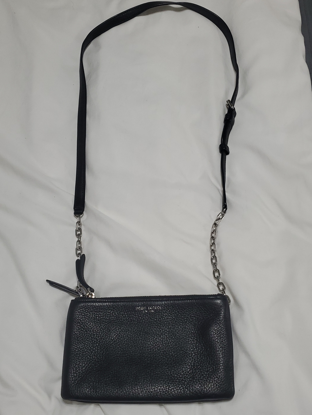 Henri Bendel double zip crossbody w adjustable strap